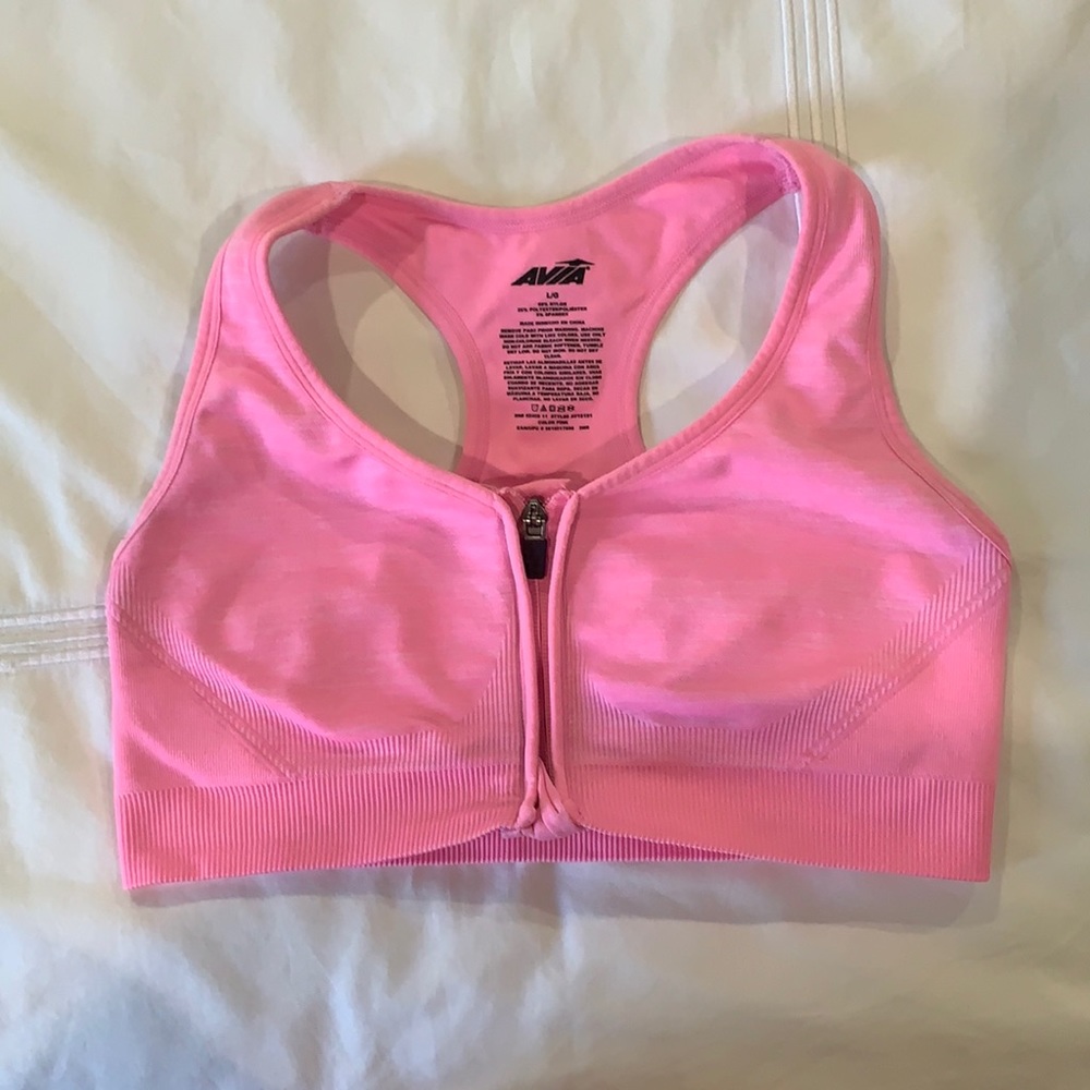 Large Hot Pink Zip Up Sports Bra